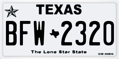 TX license plate BFW2320