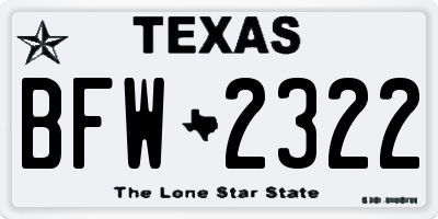 TX license plate BFW2322