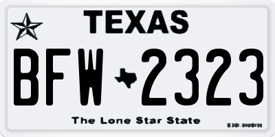 TX license plate BFW2323
