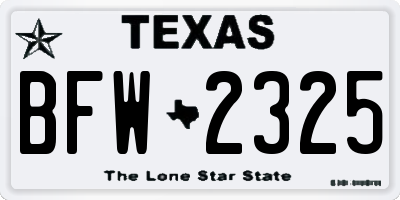 TX license plate BFW2325