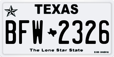 TX license plate BFW2326