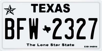 TX license plate BFW2327