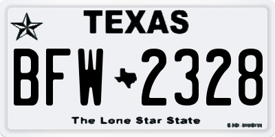 TX license plate BFW2328