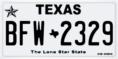TX license plate BFW2329