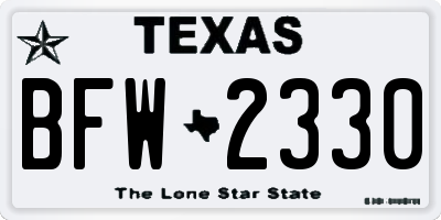 TX license plate BFW2330