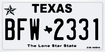 TX license plate BFW2331