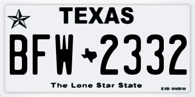 TX license plate BFW2332