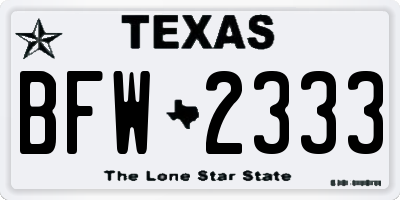 TX license plate BFW2333