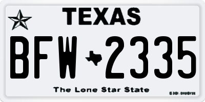 TX license plate BFW2335