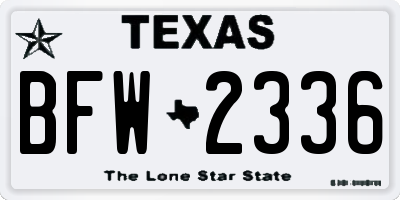 TX license plate BFW2336