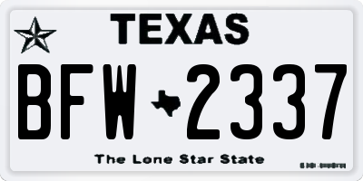 TX license plate BFW2337