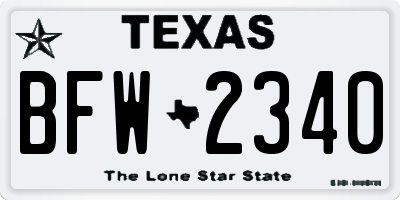TX license plate BFW2340