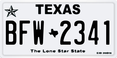 TX license plate BFW2341