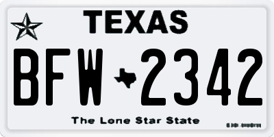 TX license plate BFW2342