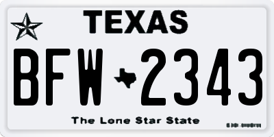 TX license plate BFW2343