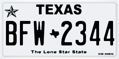 TX license plate BFW2344