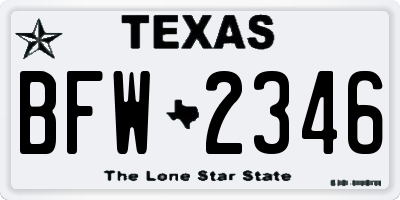 TX license plate BFW2346