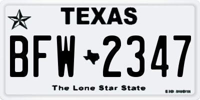 TX license plate BFW2347