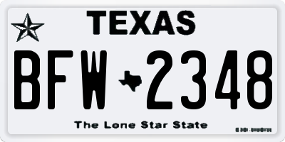 TX license plate BFW2348