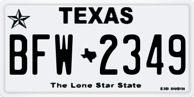 TX license plate BFW2349