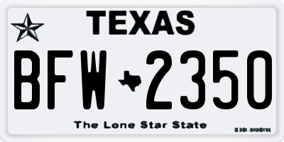 TX license plate BFW2350