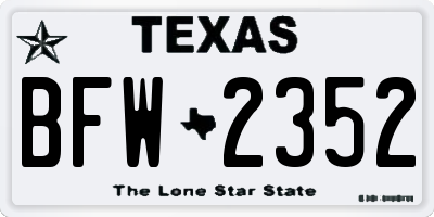 TX license plate BFW2352