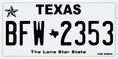 TX license plate BFW2353