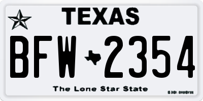 TX license plate BFW2354