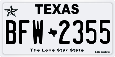 TX license plate BFW2355