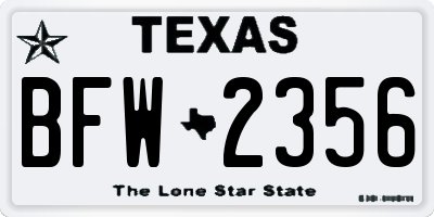 TX license plate BFW2356