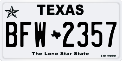TX license plate BFW2357
