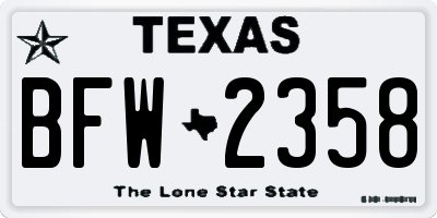 TX license plate BFW2358