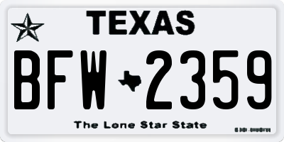 TX license plate BFW2359