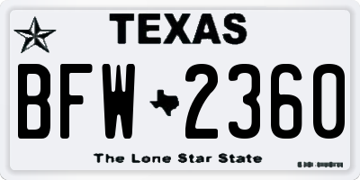 TX license plate BFW2360