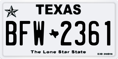 TX license plate BFW2361