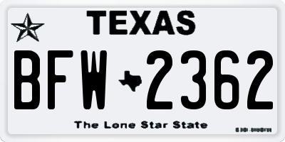 TX license plate BFW2362