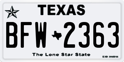 TX license plate BFW2363