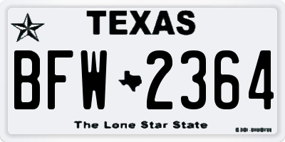 TX license plate BFW2364