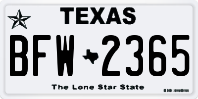 TX license plate BFW2365