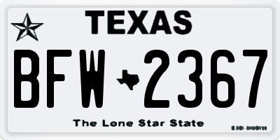 TX license plate BFW2367