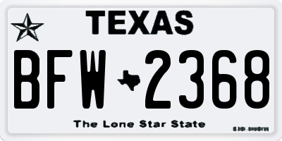 TX license plate BFW2368