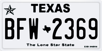 TX license plate BFW2369