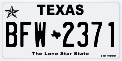 TX license plate BFW2371