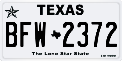 TX license plate BFW2372