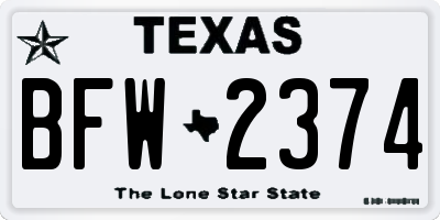TX license plate BFW2374