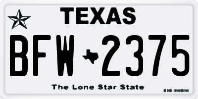 TX license plate BFW2375