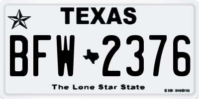 TX license plate BFW2376