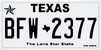 TX license plate BFW2377