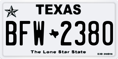 TX license plate BFW2380