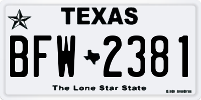 TX license plate BFW2381